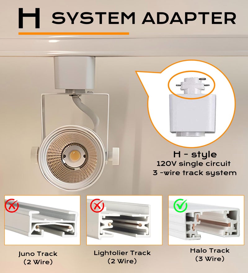 CLOUDY BAY 8W 3000K Warm White Dimmable LED Track Light Head,CRI90+ True Color Rendering Adjustable Tilt Angle Track Lighting Fixture,40Â° Angle for Accent Retail,White Finish,Halo Type- Pack of 6 - Image 3
